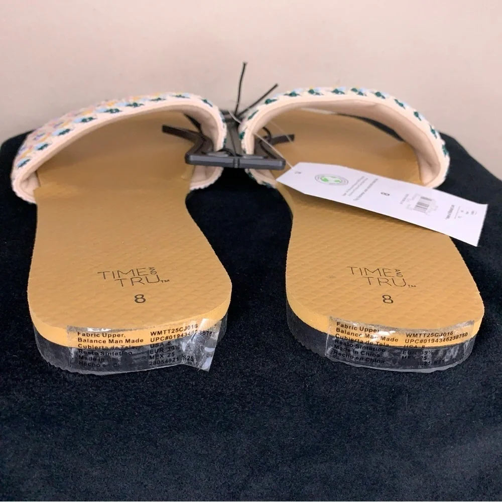 New Size 8 Slide Sandals Multicolored Tan Brown Womens Boho Bohemian Beach